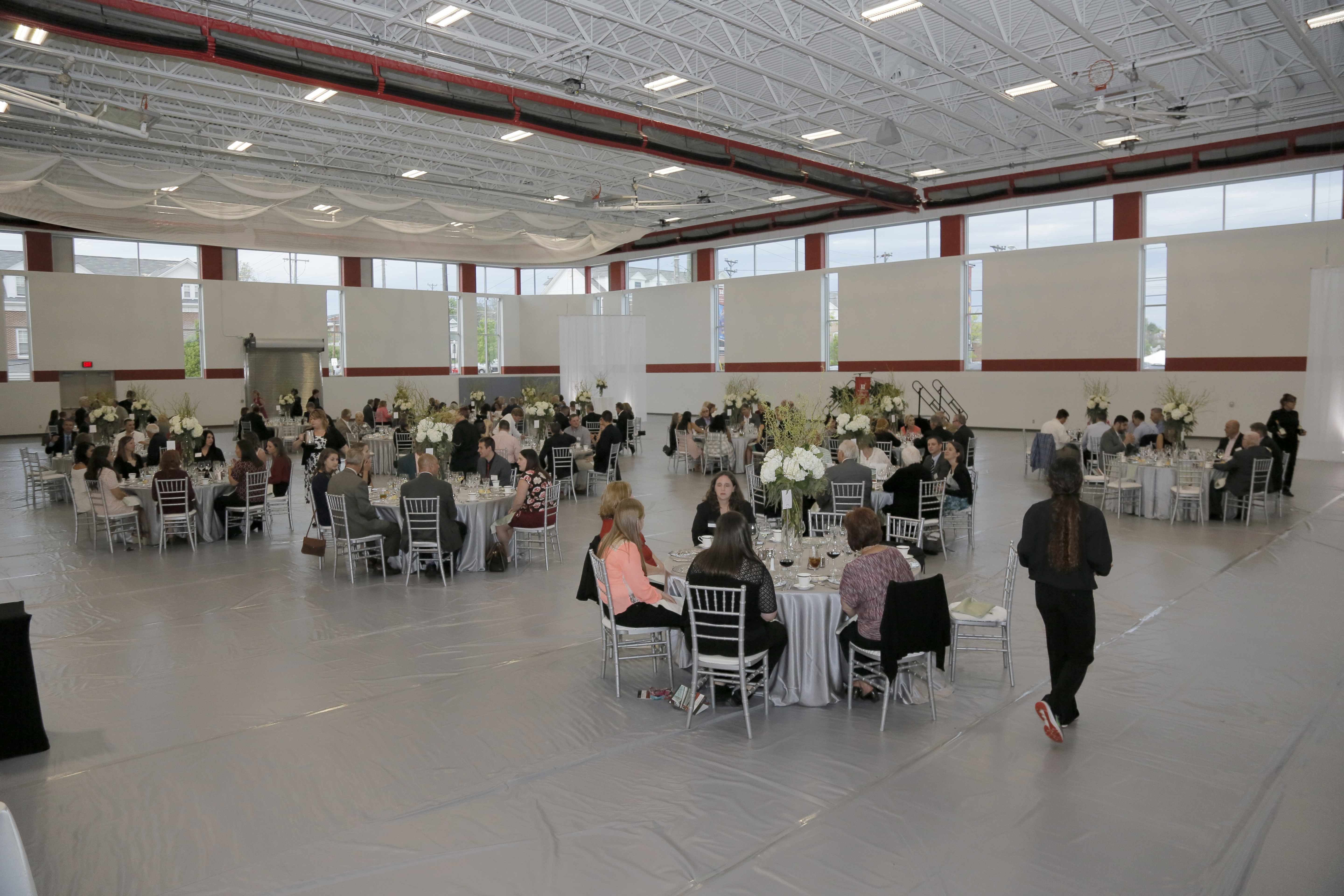 Gym floor cover in use for a convention