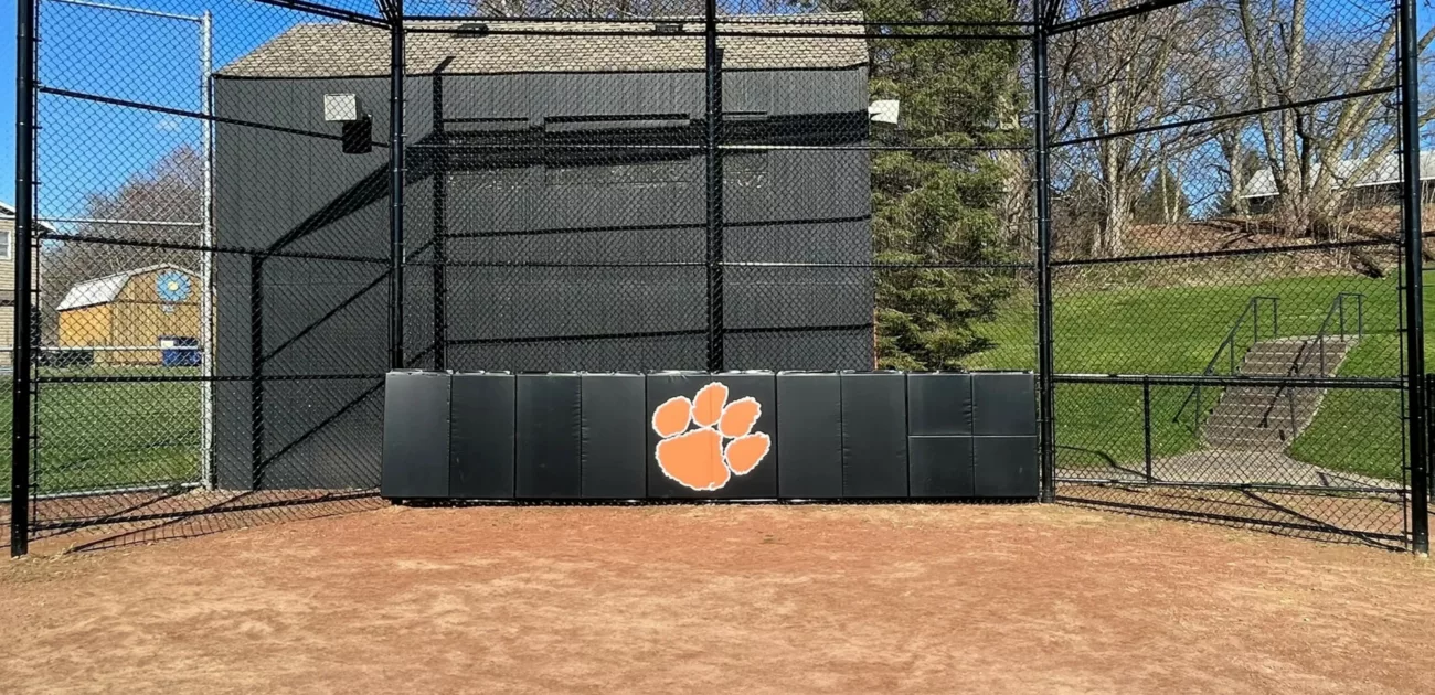 Softball backstop padding behind home plate