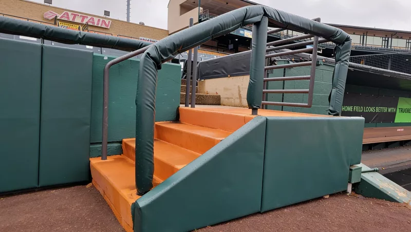 Stairwell Rail Padding on the Playing Surface at Prince George's Stadium