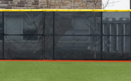 closeup of outfield windscreen with safefoam fence cap